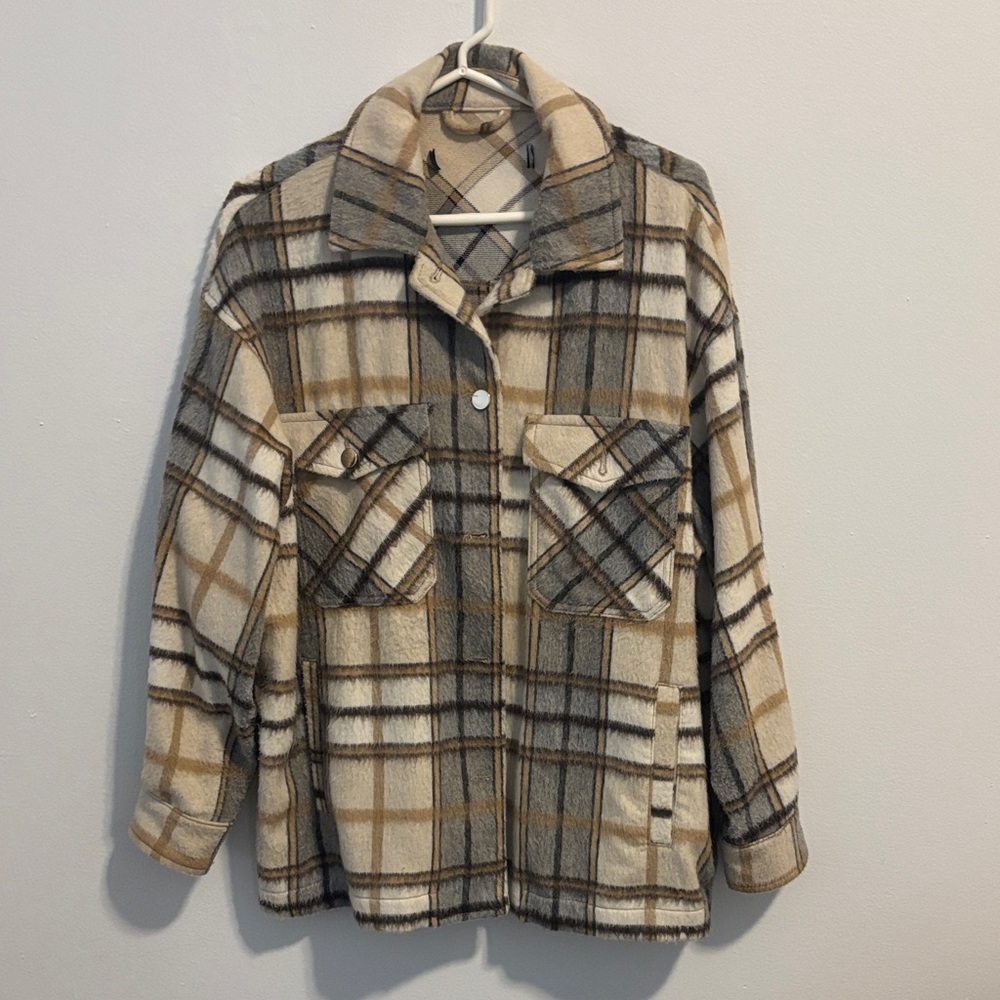 Zara Plaid Button-Up Shacket